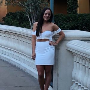 White off the shoulder cut out dress